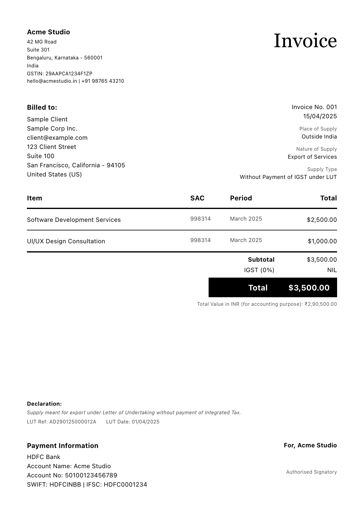 Bold invoice template